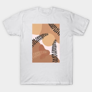 Neutral Abstract Botanical Fern Leaves 1 T-Shirt